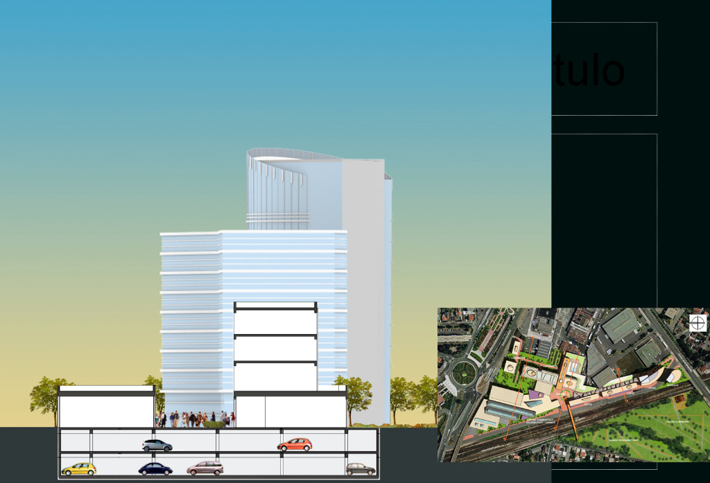 Sección Arquitectónica del Edificio y Parking